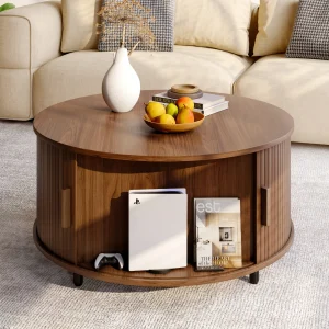 Round Coffee Table with Storage 31.5"