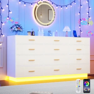 63'' Modern Chest of Drawers with Power Outlets